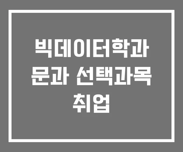 빅데이터학과 문과 선택과목 취업 빅데이터학과 문과 선택과목 취업