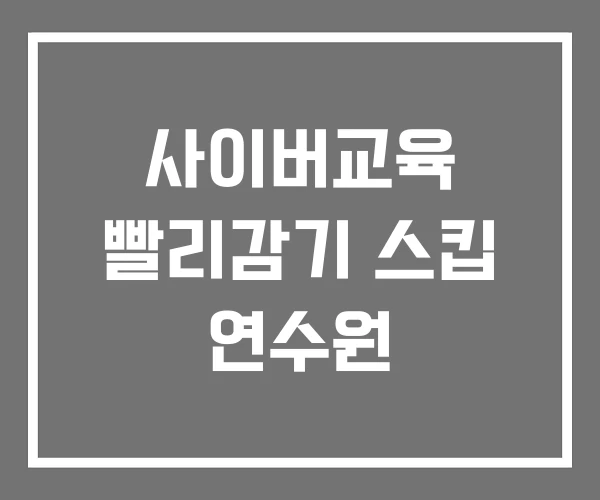 사이버교육 빨리감기 스킵 연수원 사이버교육 빨리감기 스킵 연수원