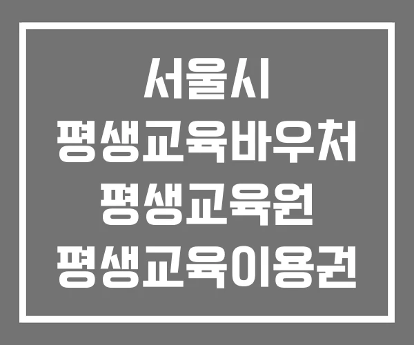 서울시 평생교육바우처 평생교육원 평생교육이용권 서울시 평생교육바우처 평생교육원 평생교육이용권