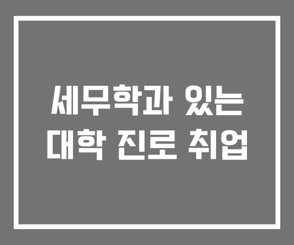 세무학과 있는 대학 진로 취업 세무학과 있는 대학 진로 취업
