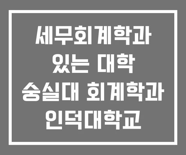 세무회계학과 있는 대학 숭실대 회계학과 인덕대학교 세무회계학과 있는 대학 숭실대 회계학과 인덕대학교