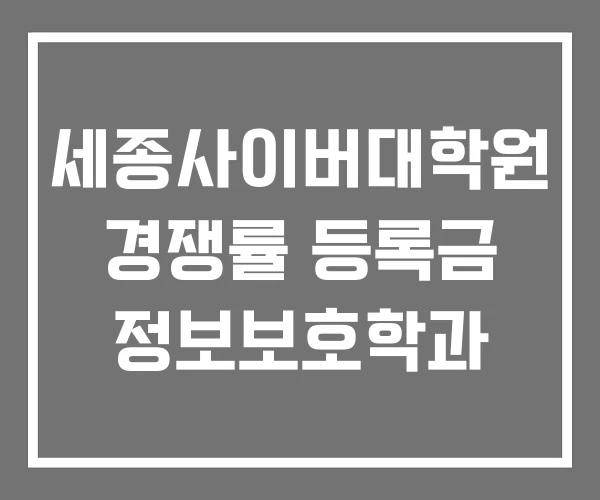 세종사이버대학원 경쟁률 등록금 정보보호학과 세종사이버대학원 경쟁률 등록금 정보보호학과