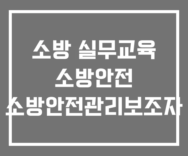 소방 실무교육 소방안전 소방안전관리보조자 소방 실무교육 소방안전 소방안전관리보조자