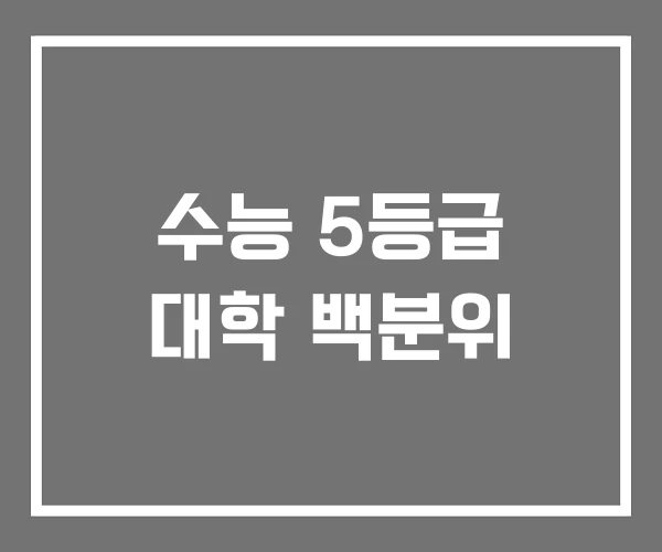 수능 5등급 대학 백분위