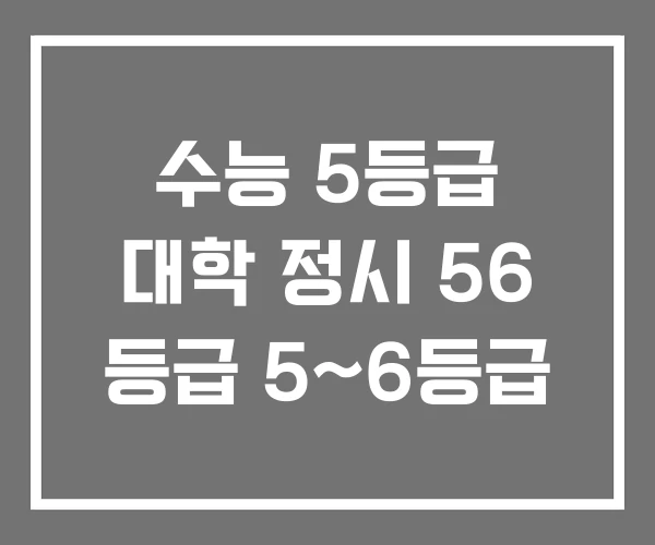 수능 5등급 대학 정시 56 등급 5~6등급