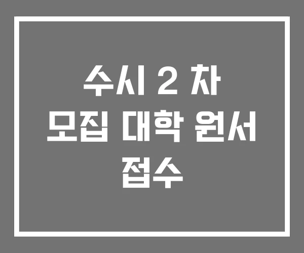 수시 2 차 모집 대학 원서 접수 수시 2 차 모집 대학 원서 접수