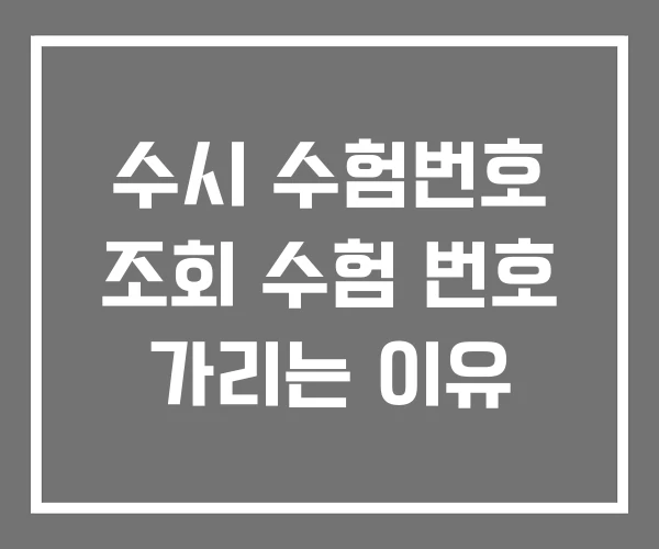 수시 수험번호 조회 수험 번호 가리는 이유 수시 수험번호 조회 수험 번호 가리는 이유