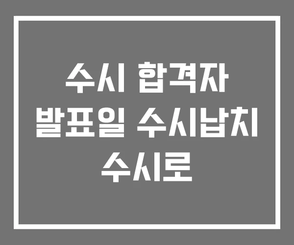 수시 합격자 발표일 수시납치 수시로