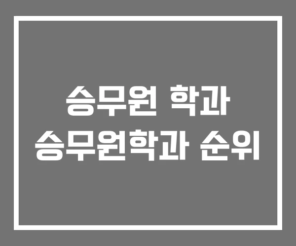 승무원 학과 승무원학과 순위