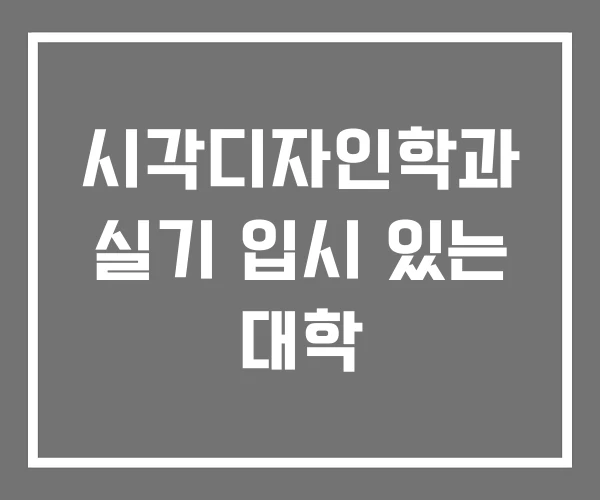 시각디자인학과 실기 입시 있는 대학 시각디자인학과 실기 입시 있는 대학
