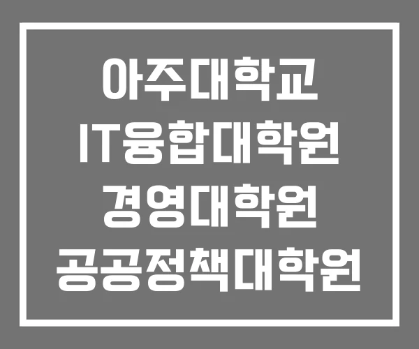 아주대학교 IT융합대학원 경영대학원 공공정책대학원