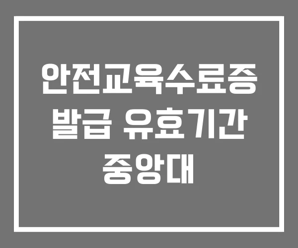 안전교육수료증 발급 유효기간 중앙대