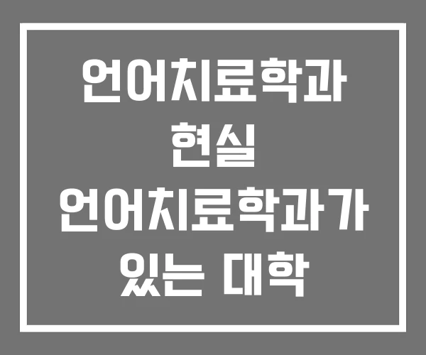 언어치료학과 현실 언어치료학과가 있는 대학 언어치료학과 현실 언어치료학과가 있는 대학