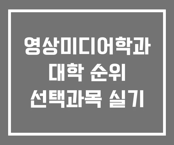 영상미디어학과 대학 순위 선택과목 실기