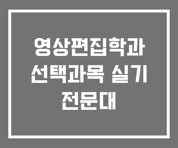 영상편집학과 선택과목 실기 전문대