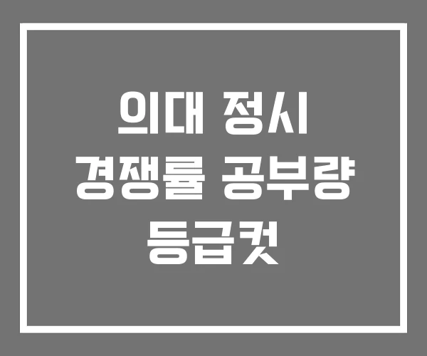 의대 정시 경쟁률 공부량 등급컷