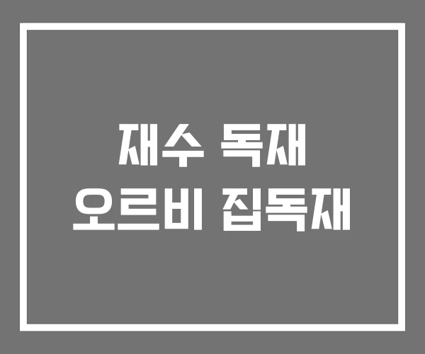 재수 독재 오르비 집독재