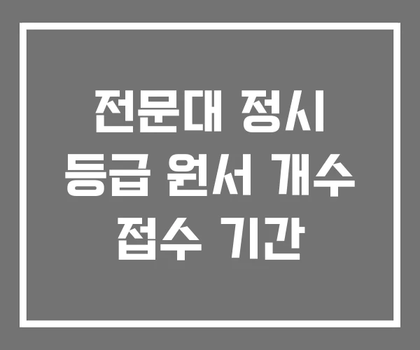 전문대 정시 등급 원서 개수 접수 기간