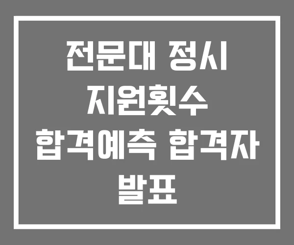 전문대 정시 지원횟수 합격예측 합격자 발표