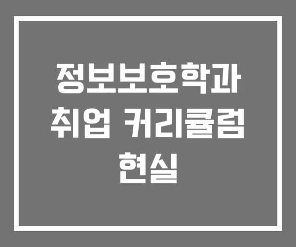 정보보호학과 취업 커리큘럼 현실 정보보호학과 취업 커리큘럼 현실