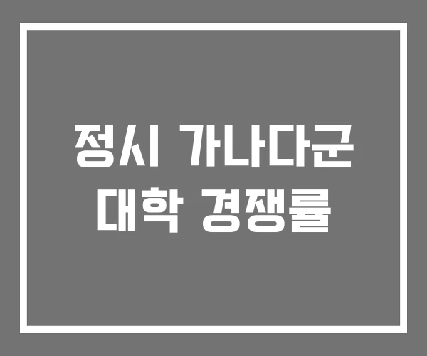 정시 가나다군 대학 경쟁률