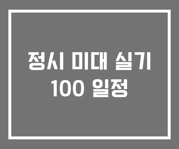 정시 미대 실기 100 일정