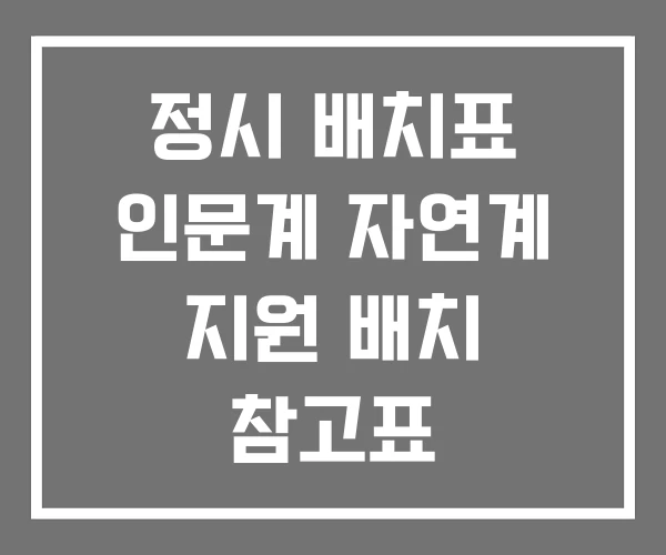 정시 배치표 인문계 자연계 지원 배치 참고표