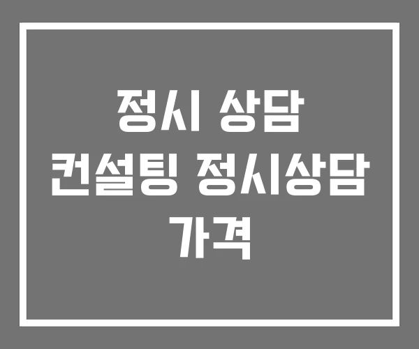정시 상담 컨설팅 정시상담 가격