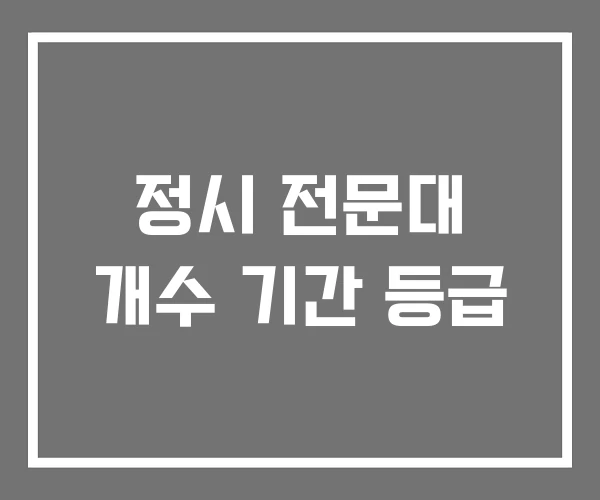 정시 전문대 개수 기간 등급 정시 전문대 개수 기간 등급