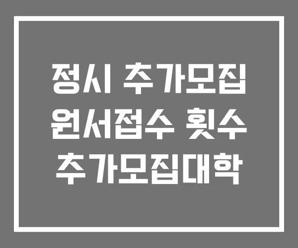 정시 추가모집 원서접수 횟수 추가모집대학 정시 추가모집 원서접수 횟수 추가모집대학