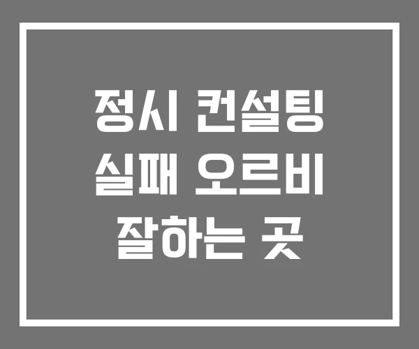 정시 컨설팅 실패 오르비 잘하는 곳