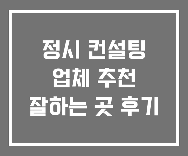 정시 컨설팅 업체 추천 잘하는 곳 후기