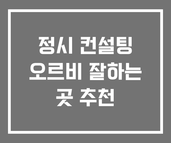 정시 컨설팅 오르비 잘하는 곳 추천