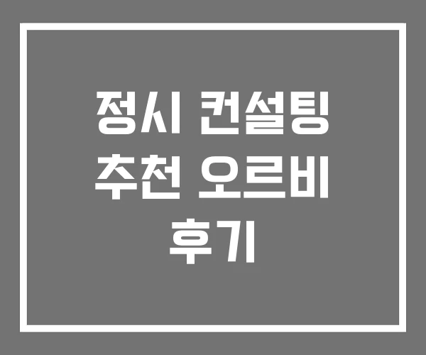 정시 컨설팅 추천 오르비 후기 정시 컨설팅 추천 오르비 후기