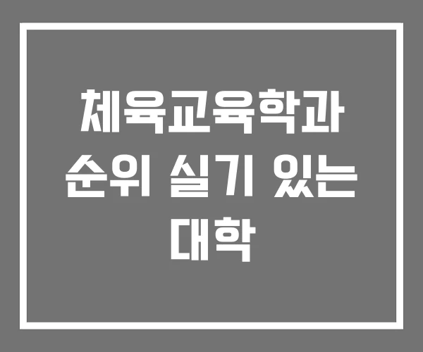 체육교육학과 순위 실기 있는 대학