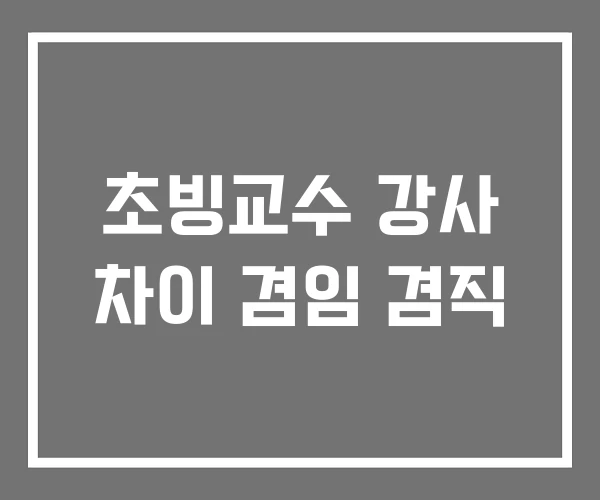 초빙교수 강사 차이 겸임 겸직 초빙교수 강사 차이 겸임 겸직