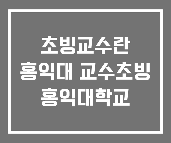 초빙교수란 홍익대 교수초빙 홍익대학교