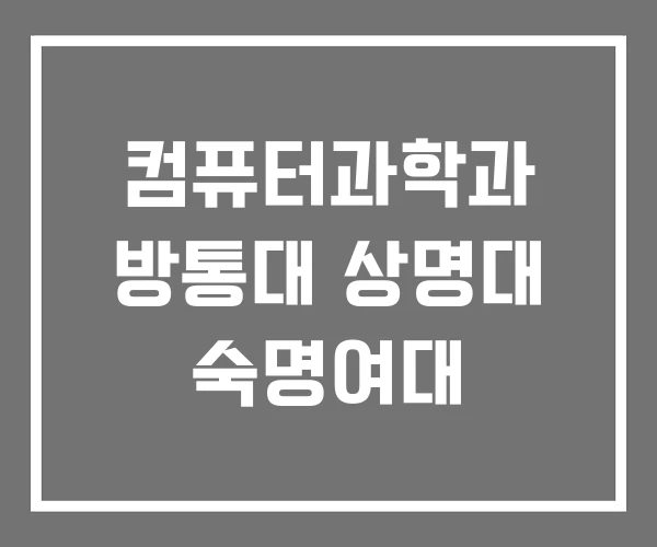컴퓨터과학과 방통대 상명대 숙명여대