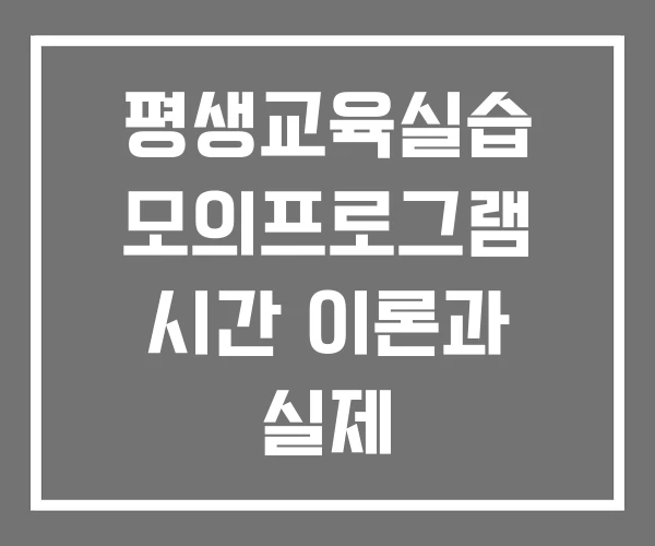 평생교육실습 모의프로그램 시간 이론과 실제
