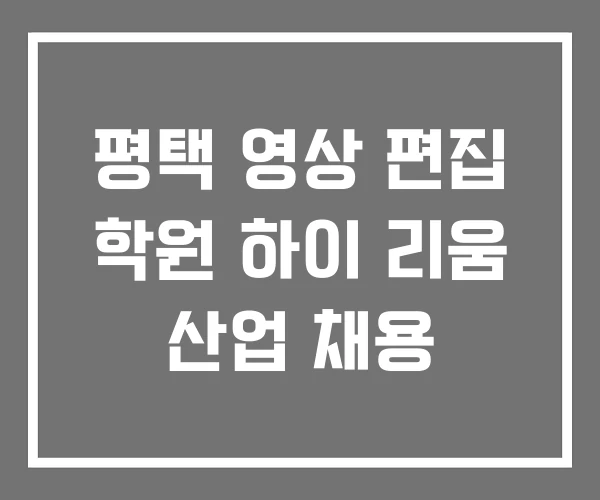 평택 영상 편집 학원 하이 리움 산업 채용