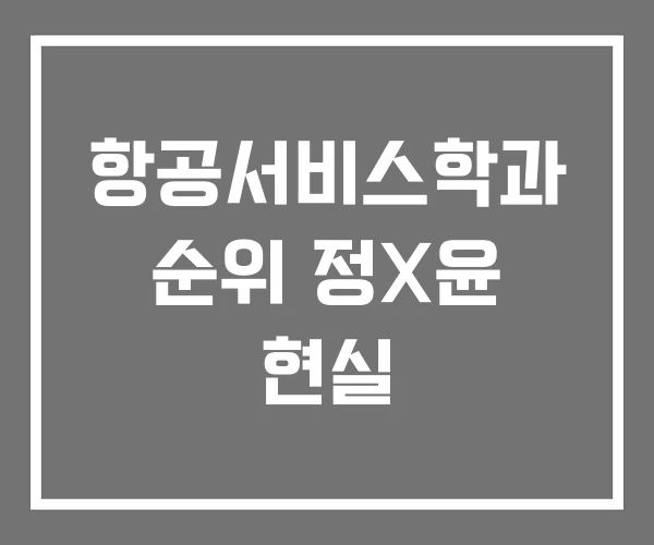 항공서비스학과 순위 정X윤 현실