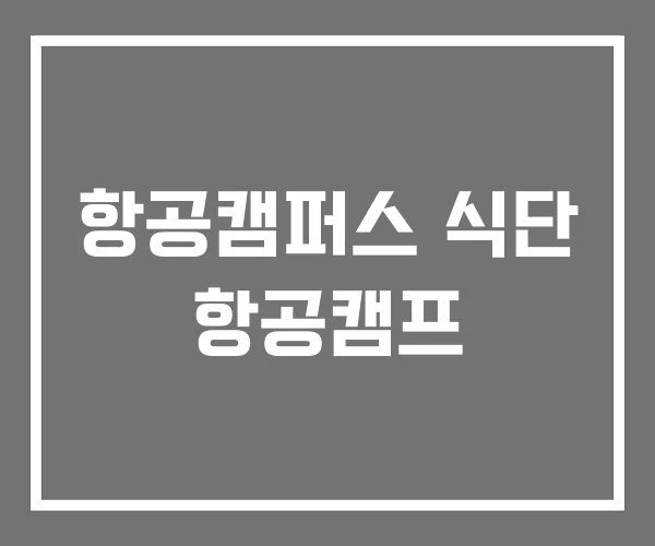 항공캠퍼스 식단 항공캠프