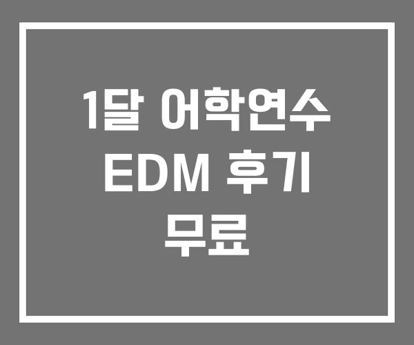 1달 어학연수 EDM 후기 무료
