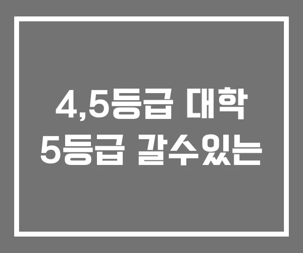 4,5등급 대학 5등급 갈수있는