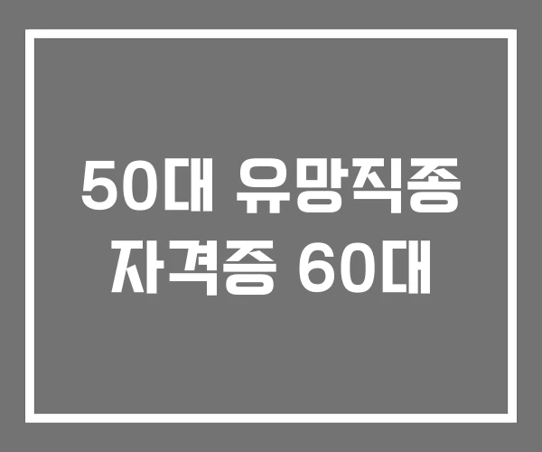 50대 유망직종 자격증 60대