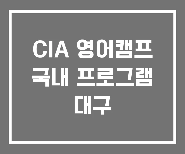 CIA 영어캠프 국내 프로그램 대구
