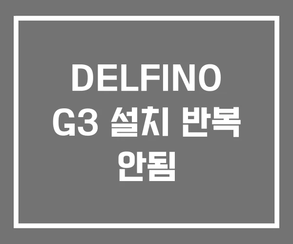 DELFINO G3 설치 반복 안됨