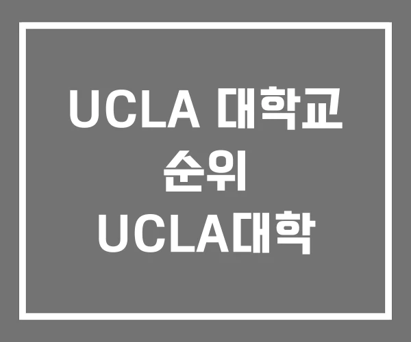 UCLA 대학교 순위 UCLA대학
