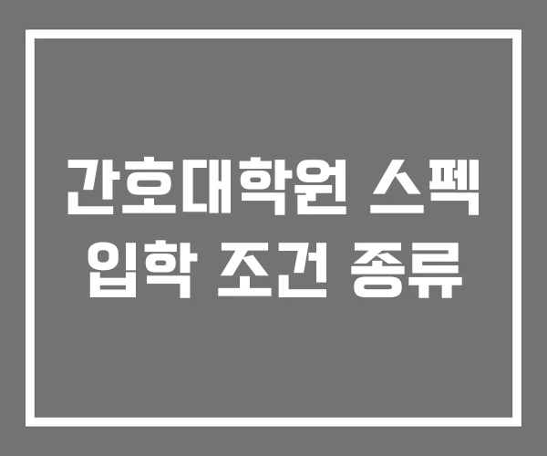 간호대학원 스펙 입학 조건 종류