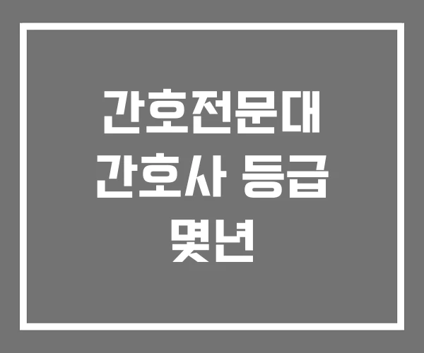 간호전문대 간호사 등급 몇년